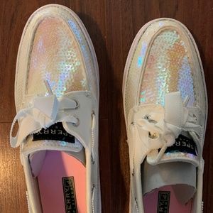 White Sequin Sperry Top Siders (Boat Shoes)